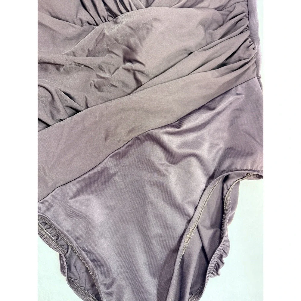 TRIMSHAPER One Piece Swimsuit SIZE 16 Brown Tummy Control Ruched Built In Bra - Picture 4 of 14